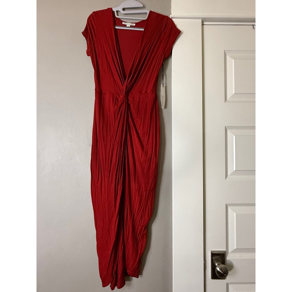 Haute Monde Red Twist Front V-Neck Maxi Dress HMD10168 Size Medium NWT